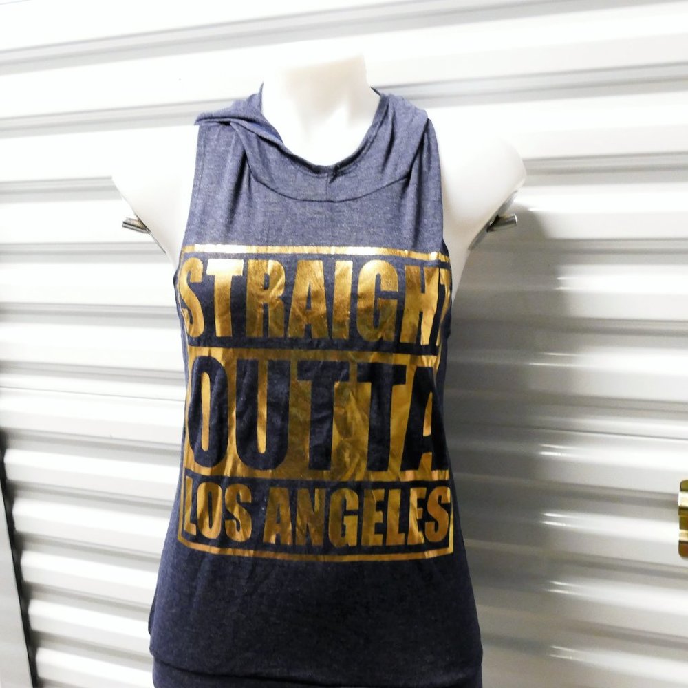 NWOT 579 Gold Foil Hoodie Sleeveless Top XS